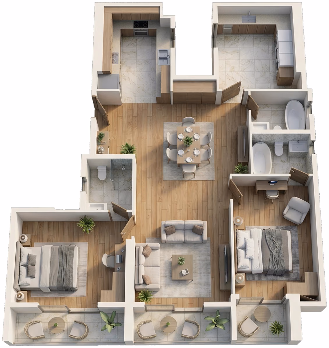 תוכנית 2 חדרי שינה · Unit 04 ב־Rockhill Tower