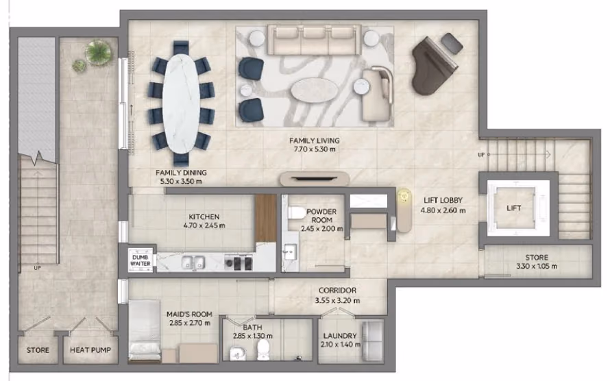 תוכנית 4 חדרי שינה · וילה · Chamfer with basement ב־נדל"ן להשקעה Emaar Mareva The Oasis, באזור The Oasis, דובאי (מרתף)