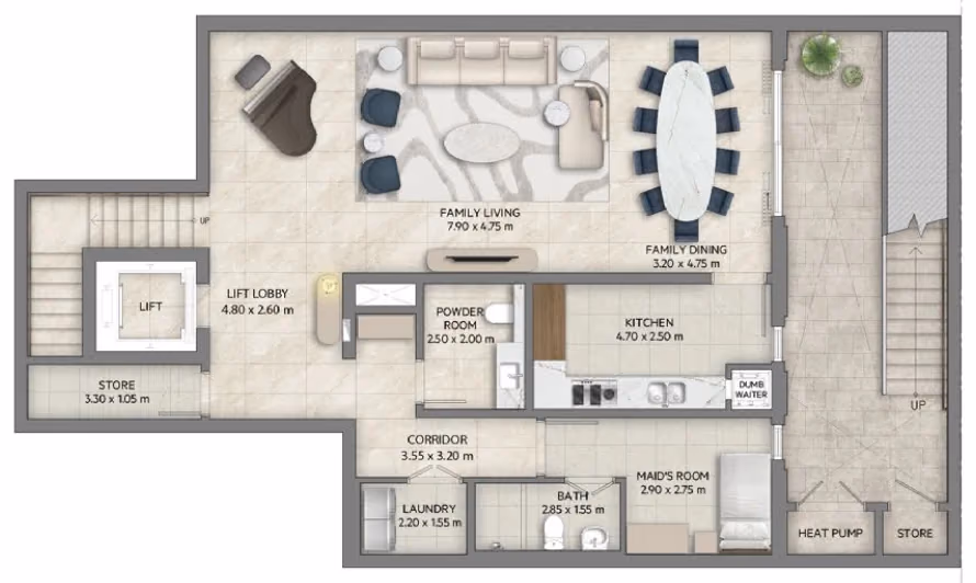 תוכנית 4 חדרי שינה · וילה · Classic with basement ב־נדל"ן להשקעה Emaar Mareva The Oasis, באזור The Oasis, דובאי (מרתף)