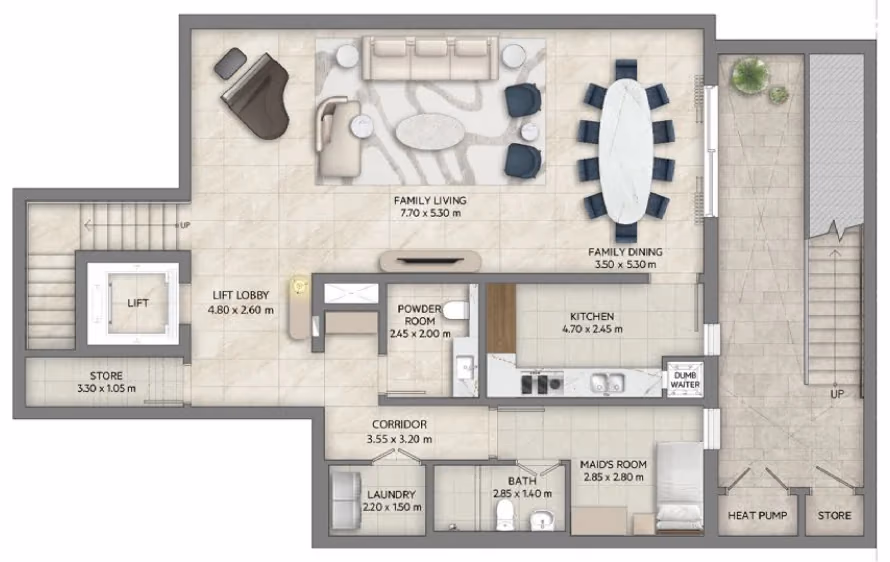 תוכנית 4 חדרי שינה · וילה · Contemporary with basement ב־נדל"ן להשקעה Emaar Mareva The Oasis, באזור The Oasis, דובאי (מרתף)