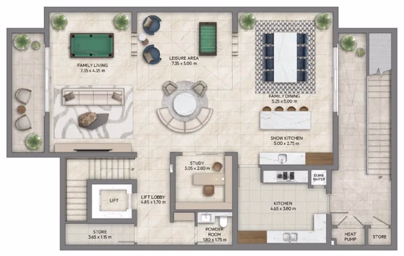 תוכנית 5 חדרי שינה · וילה · Classic with basement ב־נדל"ן להשקעה Emaar Mareva The Oasis, באזור The Oasis, דובאי (מרתף)
