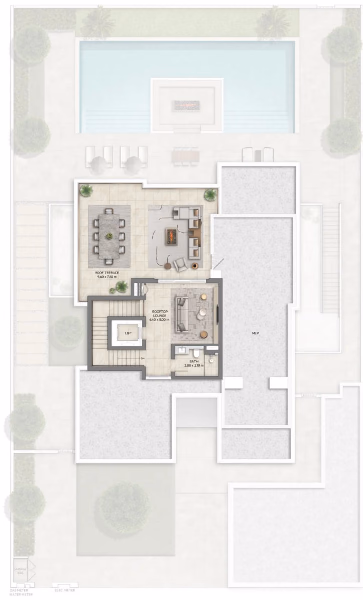 תוכנית 5 חדרי שינה · וילה · Classic with basement ב־נדל"ן להשקעה Emaar Mareva The Oasis, באזור The Oasis, דובאי (גג)
