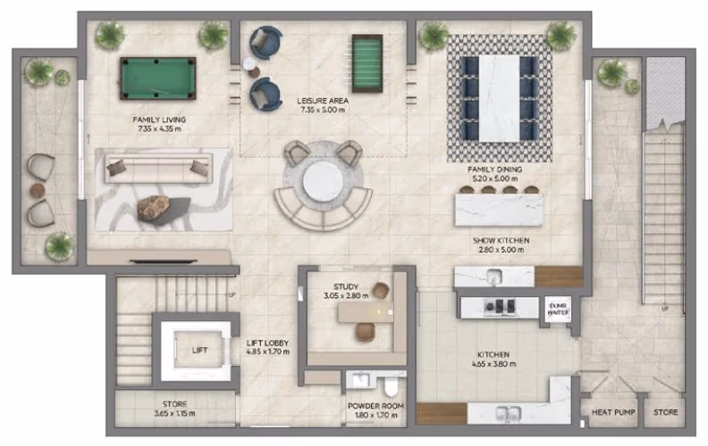 תוכנית 5 חדרי שינה · וילה · Contemporary with basement ב־נדל"ן להשקעה Emaar Mareva The Oasis, באזור The Oasis, דובאי (מרתף)