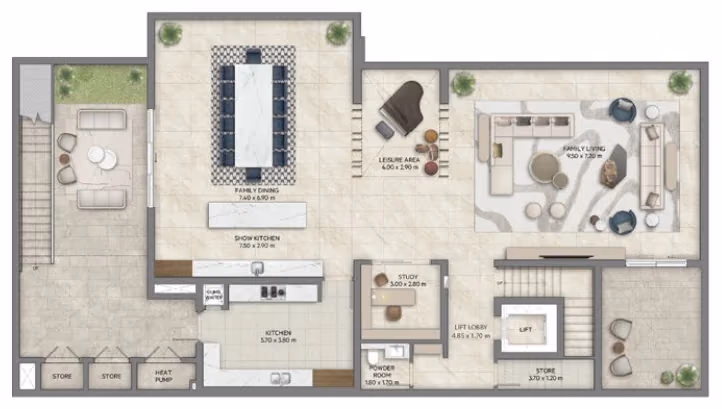 תוכנית 6 חדרי שינה · וילה · Chamfer with basement ב־נדל"ן להשקעה Emaar Mareva The Oasis, באזור The Oasis, דובאי (מרתף)