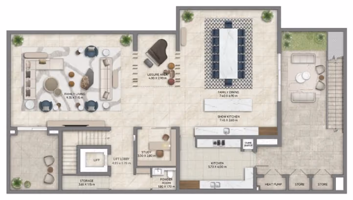 תוכנית 6 חדרי שינה · וילה · Contemporary with basement ב־נדל"ן להשקעה Emaar Mareva The Oasis, באזור The Oasis, דובאי (מרתף)