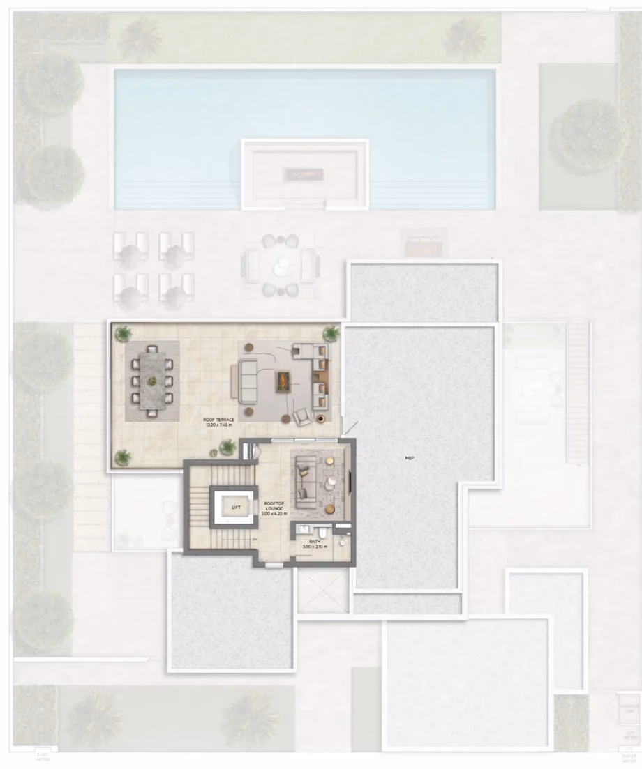 תוכנית 6 חדרי שינה · וילה · Contemporary with basement ב־נדל"ן להשקעה Emaar Mareva The Oasis, באזור The Oasis, דובאי (גג)