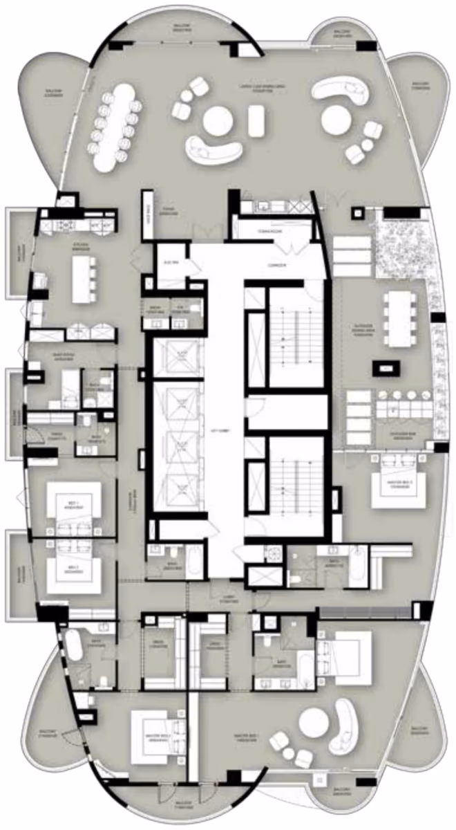 תוכנית 5 חדרי שינה · פנטהאוז · 25th Floor ב־נדל"ן להשקעה Condor Marina Star, באזור Dubai Marina, דובאי