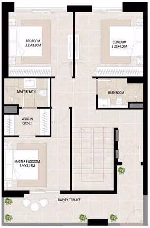 תוכנית 3 חדרי שינה · דופלקס · Duplex Type A ב־נדל"ן להשקעה Nshama Odessa, באזור Town Square, דובאי (קומה עליונה)
