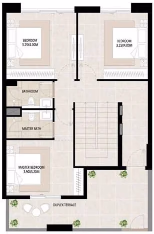 תוכנית 3 חדרי שינה · דופלקס · Duplex Type B ב־נדל"ן להשקעה Nshama Odessa, באזור Town Square, דובאי (קומה עליונה)