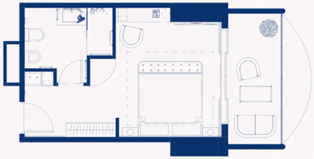 תוכנית חדר מלון · Hotel Room #13, #15, #28, #30 ב־Origami Island, אי אמבסדורי, בטומי