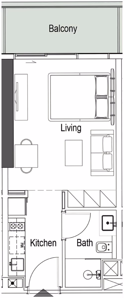 תוכנית סטודיו · Typical Studio ב־נדל"ן להשקעה Iman Sierra, באזור Motor City, דובאי