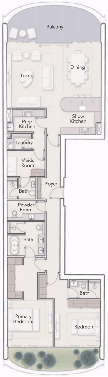 תוכנית 2 חדרי שינה · Dual Aspect ב־נדל"ן יוקרתי Ellington Ocean House באי הדקל, דובאי