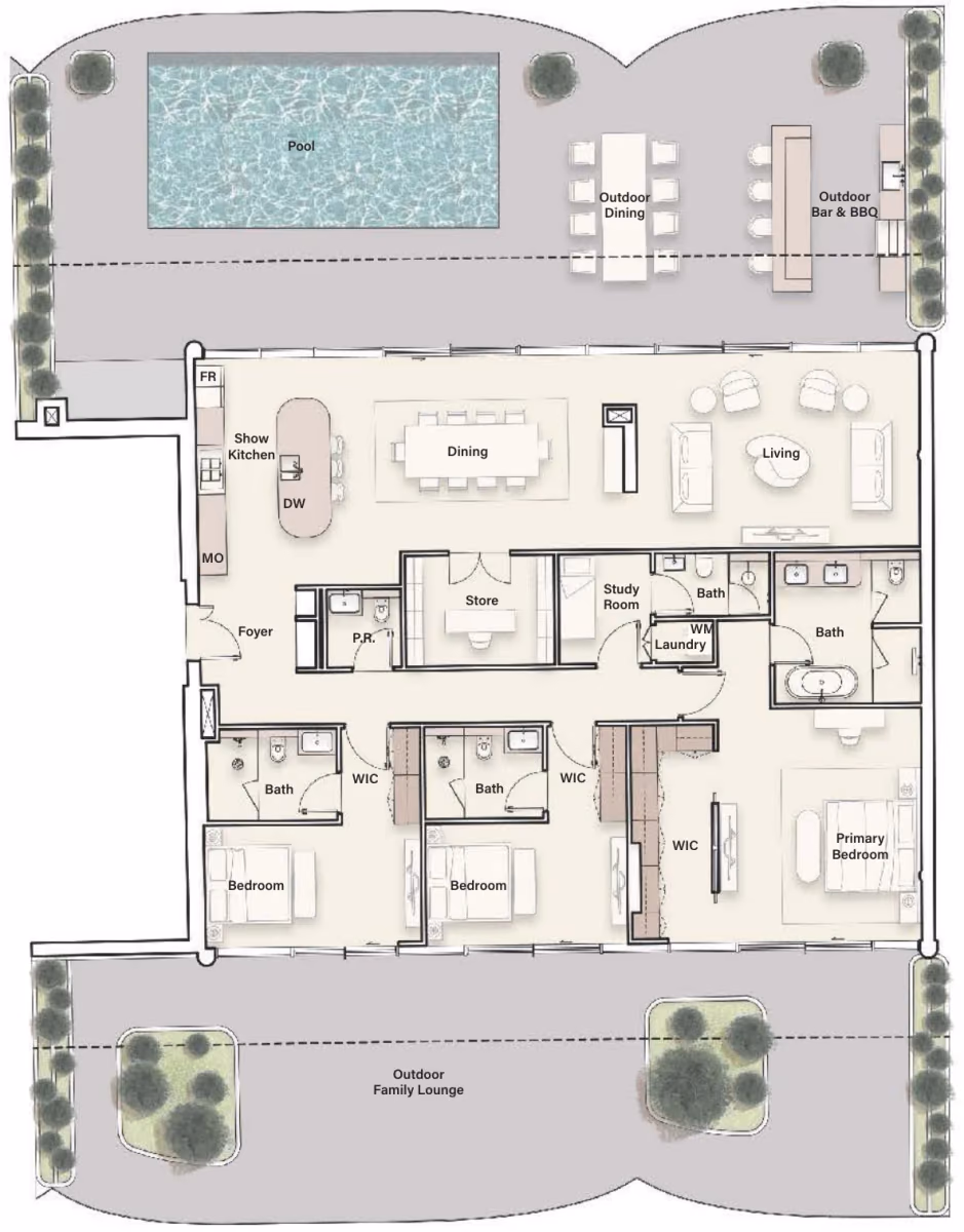 תוכנית 3 חדרי שינה · פנטהאוז · Dual Aspect Penthouse ב־נדל"ן יוקרתי Ellington Ocean House באי הדקל, דובאי