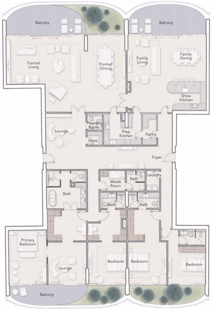 תוכנית 4 חדרי שינה · Dual Aspect ב־נדל"ן יוקרתי Ellington Ocean House באי הדקל, דובאי