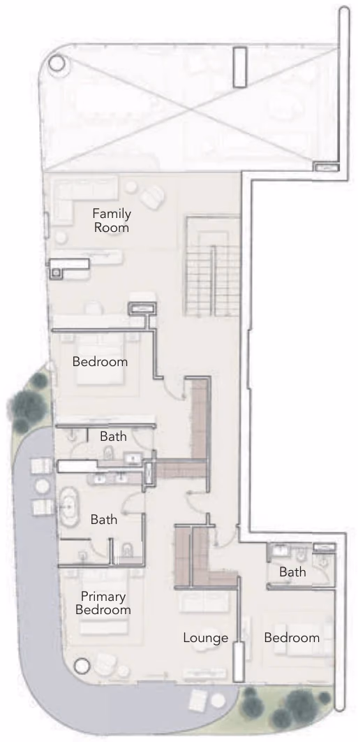 תוכנית 4 חדרי שינה · דופלקס · Duplex Corner Unit ב־נדל"ן יוקרתי Ellington Ocean House באי הדקל, דובאי (קומה ראשונה)