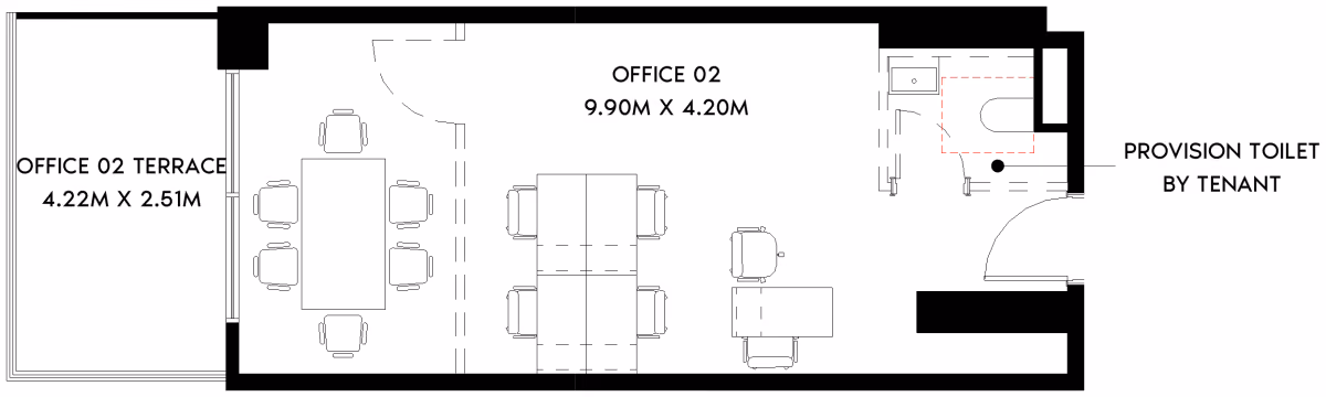 תוכנית משרד · Office T-01A ב־נדל"ן להשקעה Azizi Tower 1, באזור Al Jaddaf, דובאי