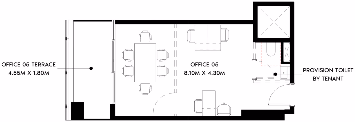 תוכנית משרד · Office T-01B ב־נדל"ן להשקעה Azizi Tower 1, באזור Al Jaddaf, דובאי