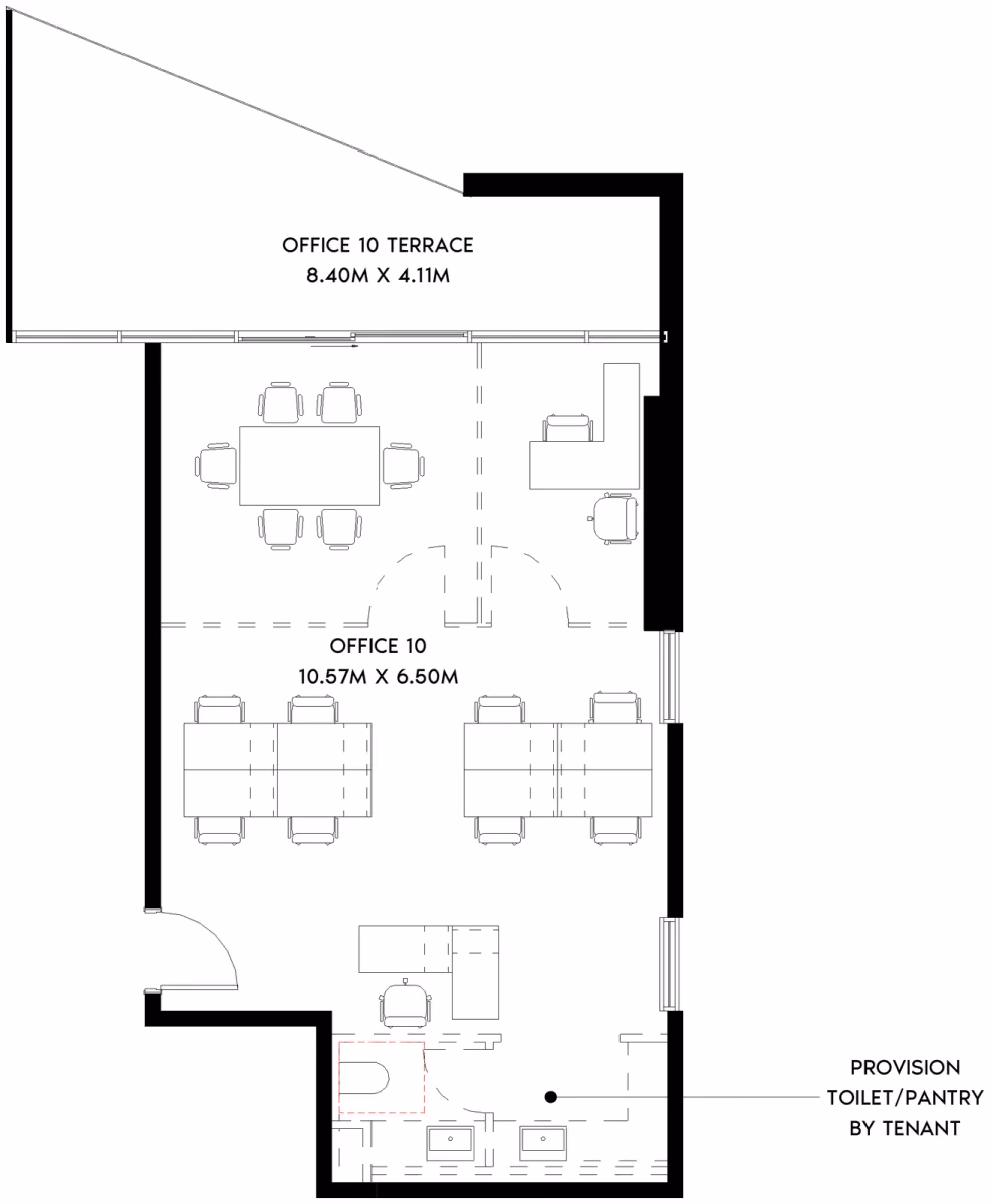 תוכנית משרד · Office T-02B ב־נדל"ן להשקעה Azizi Tower 1, באזור Al Jaddaf, דובאי