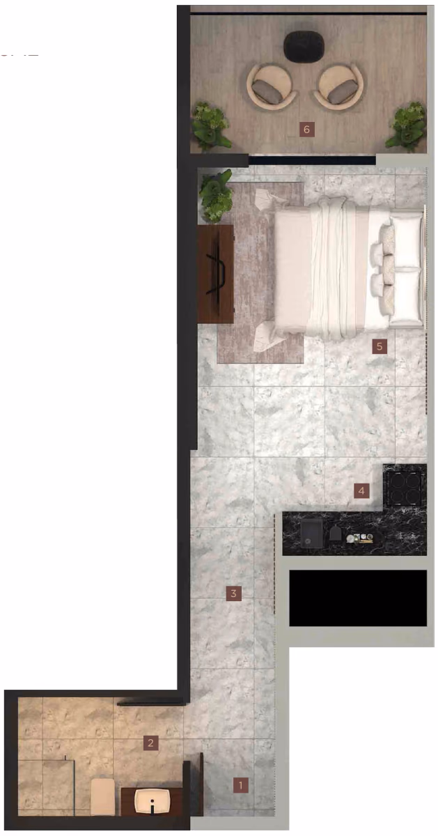 תוכנית סטודיו ב־נדל"ן להשקעה Calisi by Zoya, באזור Dubai South, דובאי