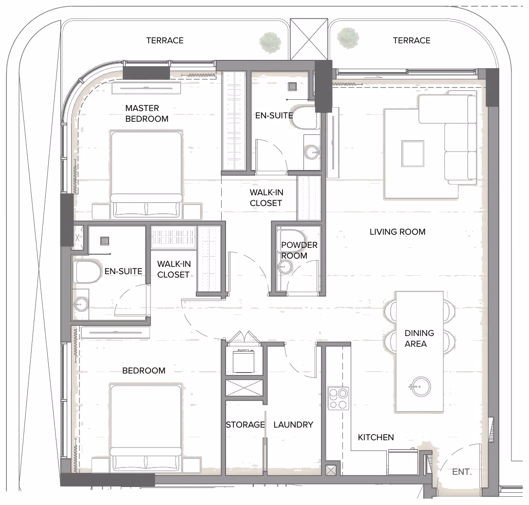 תוכנית 2 חדרי שינה · Type B6 ב־נדל"ן להשקעה Arka Enclave, באזור Dubai Islands, דובאי