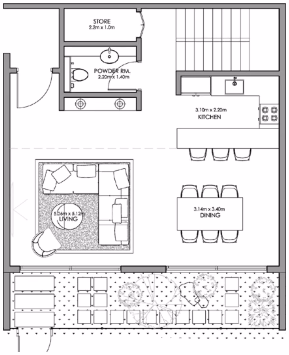 תוכנית 2 חדרי שינה · דופלקס · Duplex Type B ב־נדל"ן להשקעה Ajmal Makan Blue Beach Residence, באזור Waterfront City, שארג’ה (קומת קרקע)
