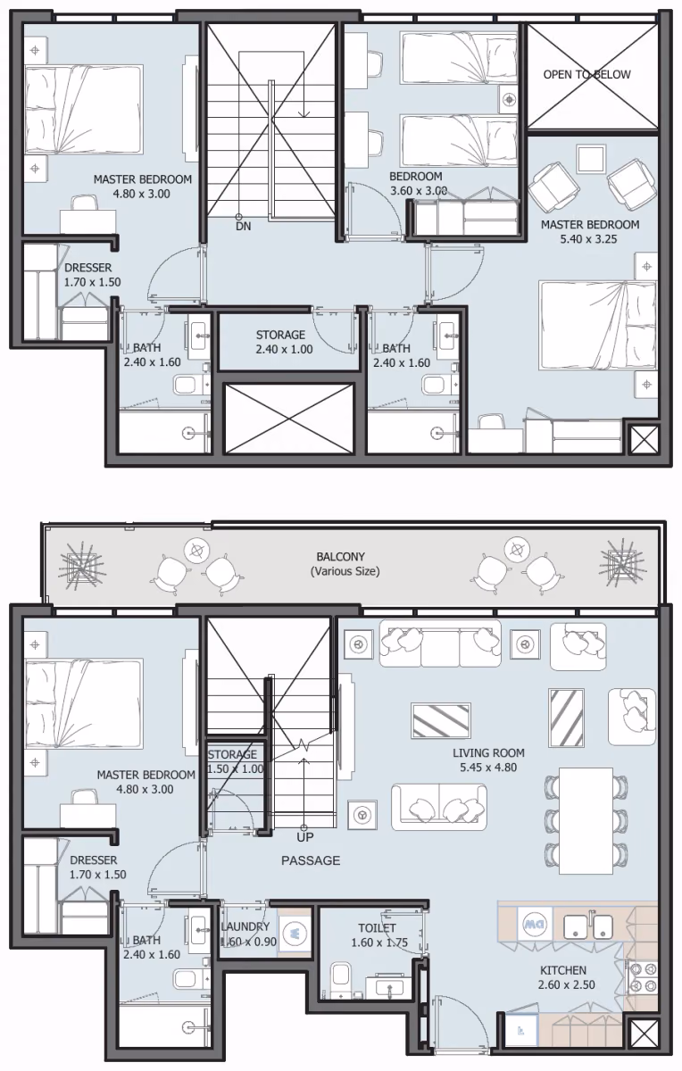 תוכנית 4 חדרי שינה · פנטהאוז · Penthouse Type C ב־נדל"ן להשקעה Reportage Royal Park במאסדר סיטי, אבו דאבי