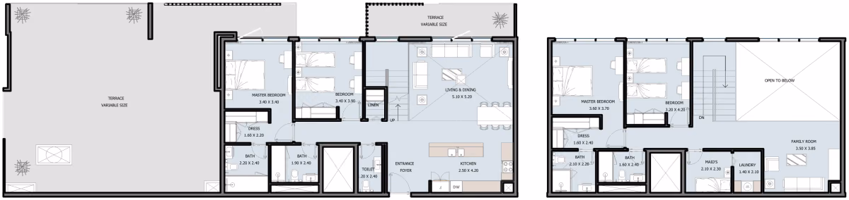 תוכנית 4 חדרי שינה · פנטהאוז · Penthouse Type B ב־השקעה בנדל"ן Reportage Selina Bay באי יאס, אבו דאבי