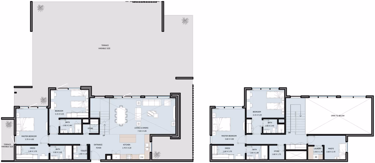 תוכנית 4 חדרי שינה · פנטהאוז · Penthouse Type D ב־השקעה בנדל"ן Reportage Selina Bay באי יאס, אבו דאבי