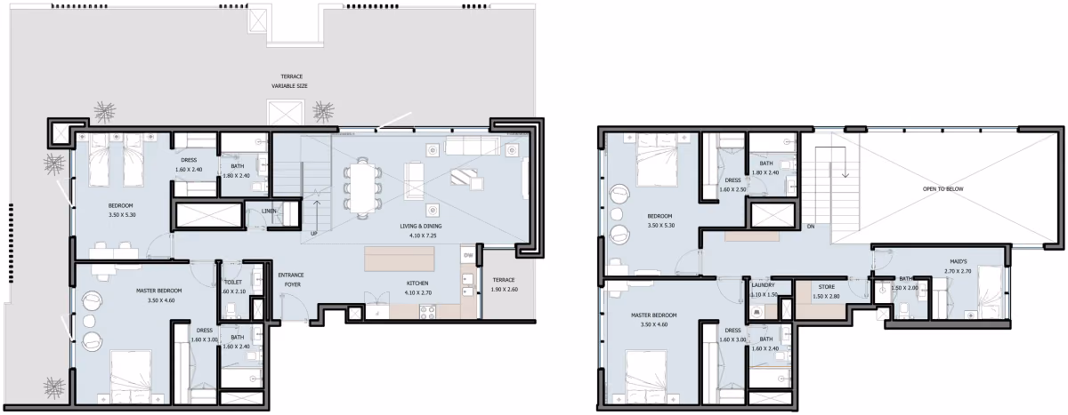 תוכנית 4 חדרי שינה · פנטהאוז · Penthouse Type F ב־השקעה בנדל"ן Reportage Selina Bay באי יאס, אבו דאבי