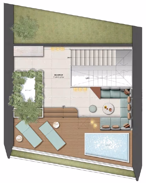 תוכנית 3 חדרי שינה · דופלקס · Chalet B ב־נדל"ן להשקעה Omniyat Orise by Beyond, באזור Maritime City, דובאי (גג)