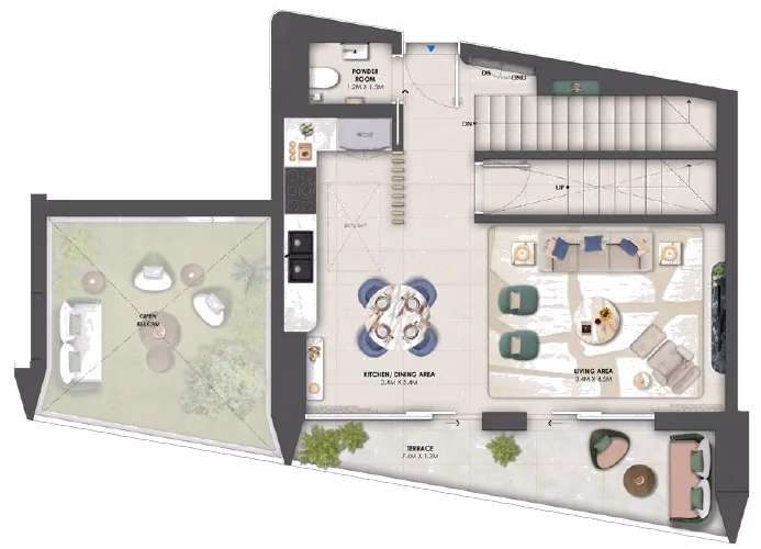 תוכנית 3 חדרי שינה · דופלקס · Chalet B ב־נדל"ן להשקעה Omniyat Orise by Beyond, באזור Maritime City, דובאי (קומה עליונה)