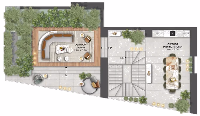 תוכנית 4 חדרי שינה · פנטהאוז · Penthouse A ב־נדל"ן להשקעה Omniyat Orise by Beyond, באזור Maritime City, דובאי (גג)