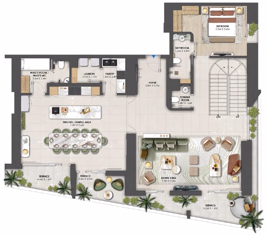 תוכנית 4 חדרי שינה · פנטהאוז · Penthouse B ב־נדל"ן להשקעה Omniyat Orise by Beyond, באזור Maritime City, דובאי (קומה עליונה)