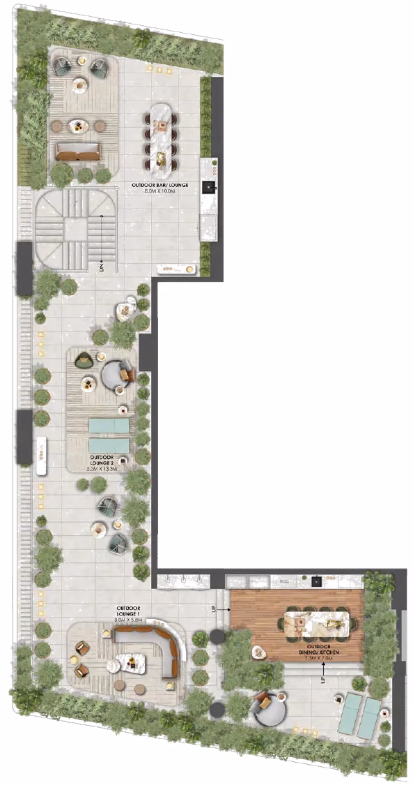 תוכנית 4 חדרי שינה · פנטהאוז · Penthouse C2 ב־נדל"ן להשקעה Omniyat Orise by Beyond, באזור Maritime City, דובאי (גג)