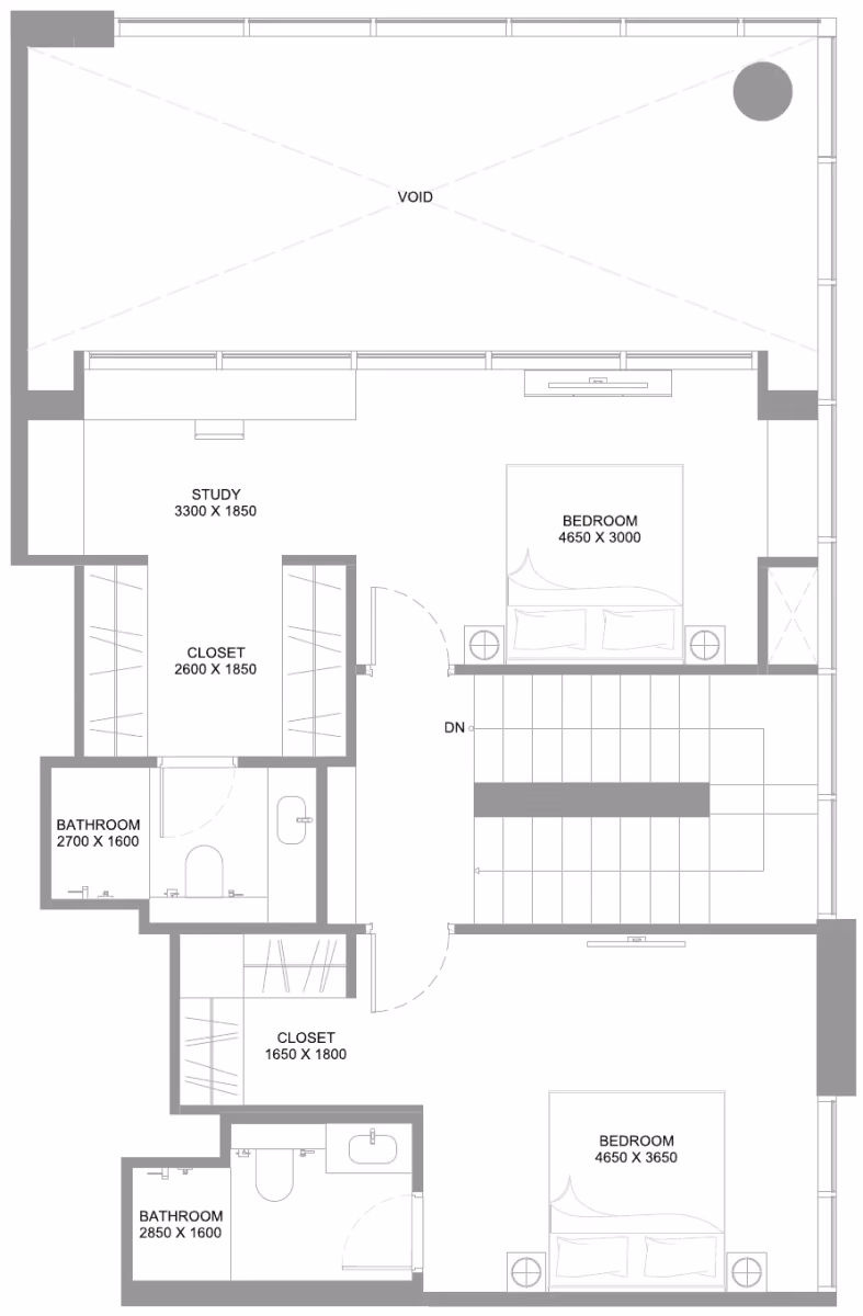 תוכנית 3 חדרי שינה · דופלקס · Type A ב־נדל"ן להשקעה Sobha Coastline Beach Residences, באזור Siniya Island, אום אל קוויין (קומה עליונה)