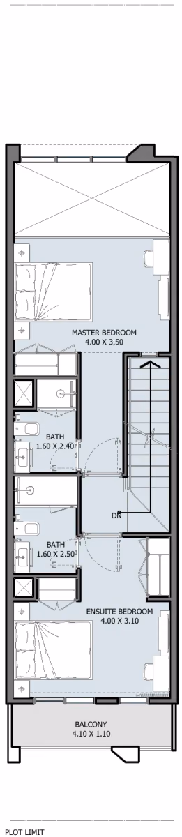 תוכנית 2 חדרי שינה · טאון האוס · 2B Townhouse Type A ב־נדל"ן להשקעה Verdana 8 by Reportage, באזור Dubai Investments Park, דובאי (קומה ראשונה)