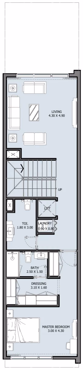 תוכנית 4 חדרי שינה · טאון האוס · 4B Townhouse Type A ב־נדל"ן להשקעה Verdana 8 by Reportage, באזור Dubai Investments Park, דובאי (קומה ראשונה)