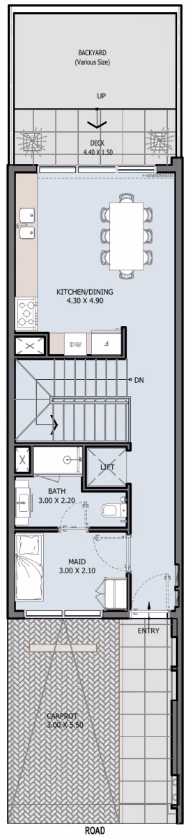 תוכנית 4 חדרי שינה · טאון האוס · 4B Townhouse Type A ב־נדל"ן להשקעה Verdana 8 by Reportage, באזור Dubai Investments Park, דובאי (קומת קרקע)