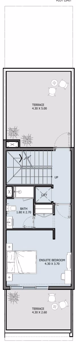 תוכנית 4 חדרי שינה · טאון האוס · 4B Townhouse Type A ב־נדל"ן להשקעה Verdana 8 by Reportage, באזור Dubai Investments Park, דובאי (גג)