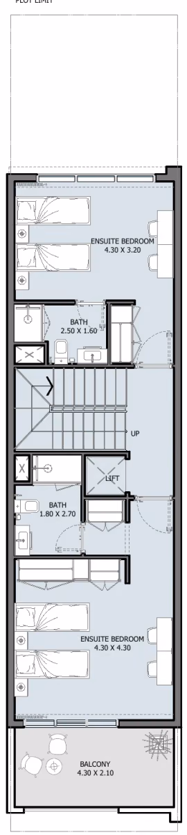 תוכנית 4 חדרי שינה · טאון האוס · 4B Townhouse Type A ב־נדל"ן להשקעה Verdana 8 by Reportage, באזור Dubai Investments Park, דובאי (קומה שנייה)