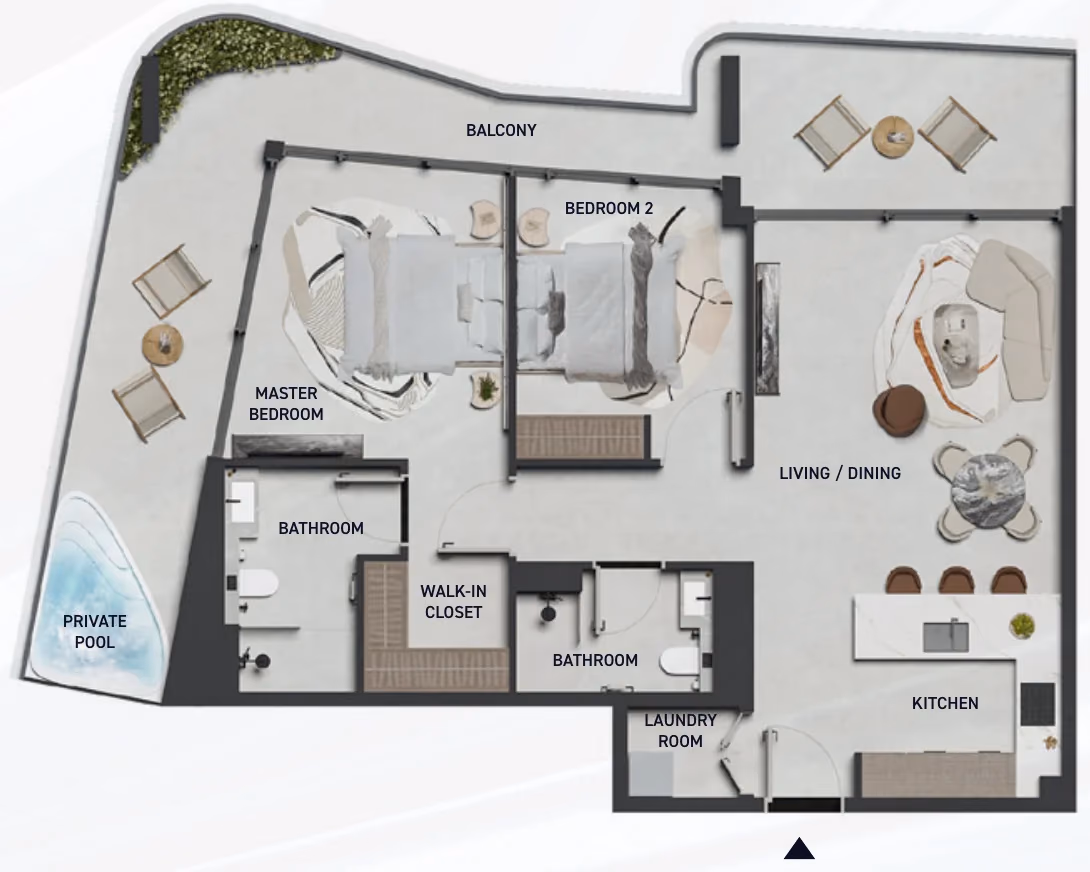 תוכנית 2 חדרי שינה · Type 04A ב־נדל"ן להשקעה LEOS Hadley Heights 2 – Vitality, באזור Sports City, דובאי