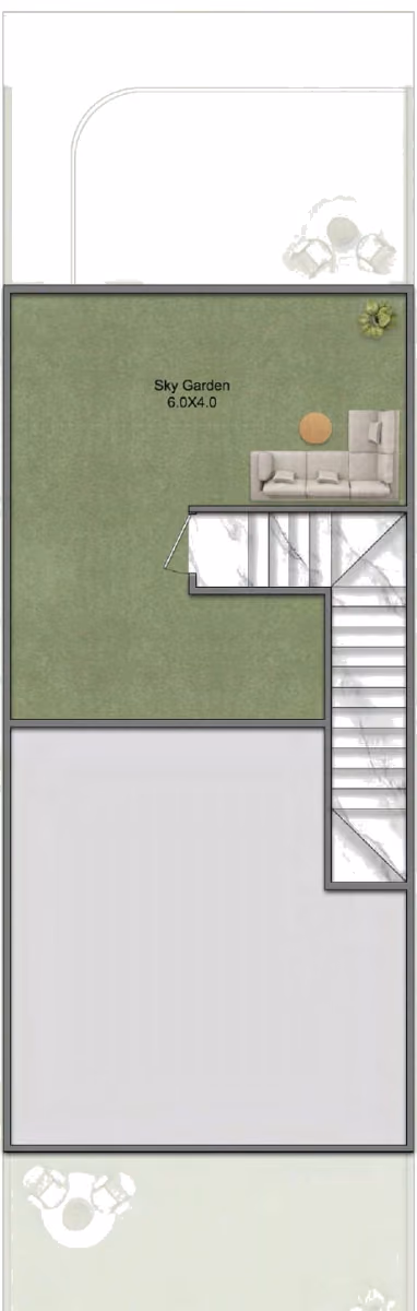תוכנית 3 חדרי שינה · טאון האוס · 3 BHK Townhouse ב־נדל"ן להשקעה Greenz by Danube, באזור Dubai Academic City, דובאי (גג)