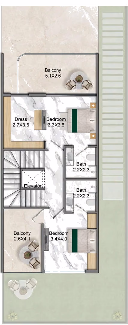 תוכנית 4 חדרי שינה · וילה · Premium Semi Detached Villa ב־נדל"ן להשקעה Greenz by Danube, באזור Dubai Academic City, דובאי (קומה ראשונה)