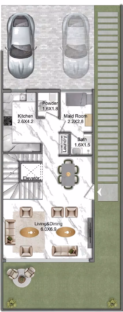 תוכנית 4 חדרי שינה · וילה · Premium Semi Detached Villa ב־נדל"ן להשקעה Greenz by Danube, באזור Dubai Academic City, דובאי (קומת קרקע)