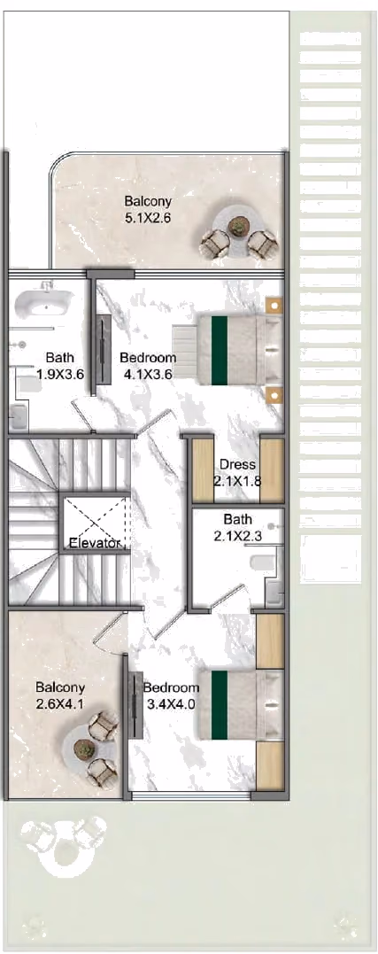 תוכנית 4 חדרי שינה · וילה · Premium Semi Detached Villa ב־נדל"ן להשקעה Greenz by Danube, באזור Dubai Academic City, דובאי (קומה שנייה)