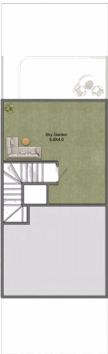 תוכנית 4 חדרי שינה · טאון האוס · Townhouse Premium ב־נדל"ן להשקעה Greenz by Danube, באזור Dubai Academic City, דובאי (גג)