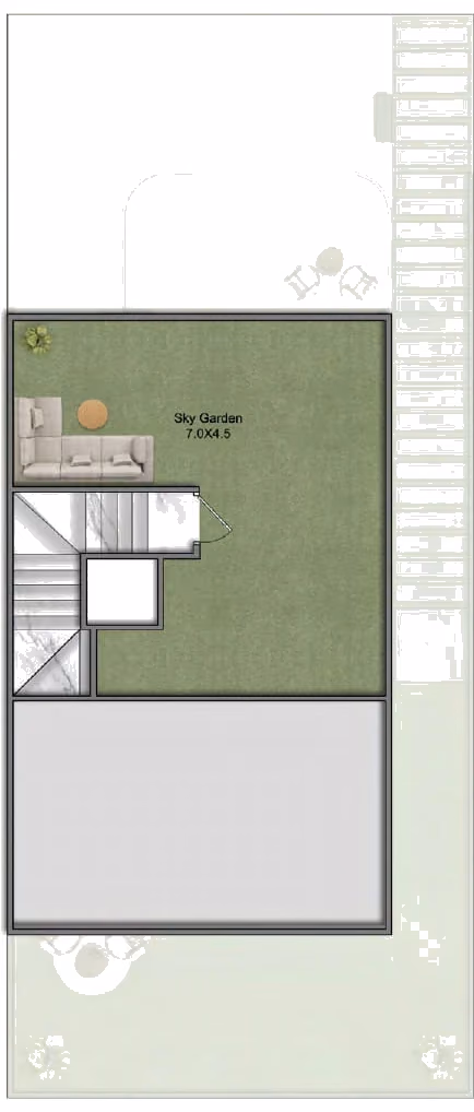 תוכנית 5 חדרי שינה · וילה · Semi Detached Villa ב־נדל"ן להשקעה Greenz by Danube, באזור Dubai Academic City, דובאי (גג)