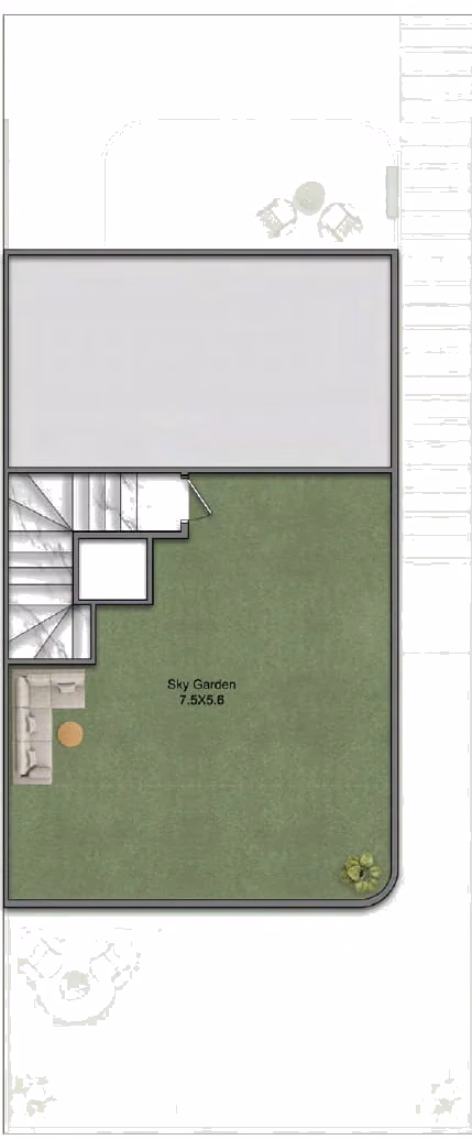 תוכנית 5 חדרי שינה · וילה · Twin Villa ב־נדל"ן להשקעה Greenz by Danube, באזור Dubai Academic City, דובאי (גג)