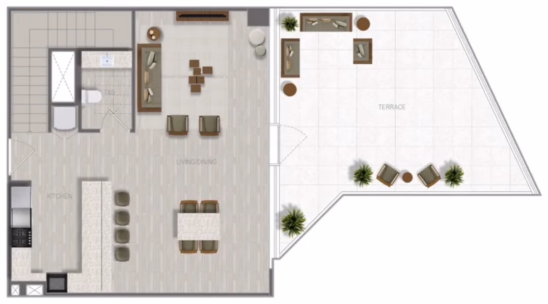 תוכנית 2 חדרי שינה · דופלקס · Duplex 2 Bedroom_01 ב־נדל"ן להשקעה A1LA Residence, באזור Al Reem Island, אבו דאבי (קומה תחתונה)