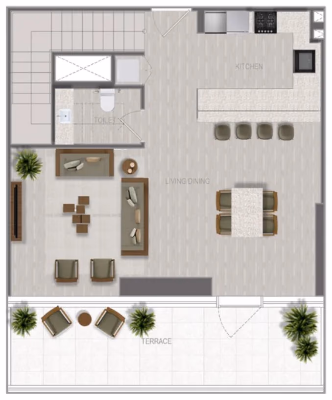 תוכנית 2 חדרי שינה · דופלקס · Duplex 2 Bedroom_02 ב־נדל"ן להשקעה A1LA Residence, באזור Al Reem Island, אבו דאבי (קומה תחתונה)